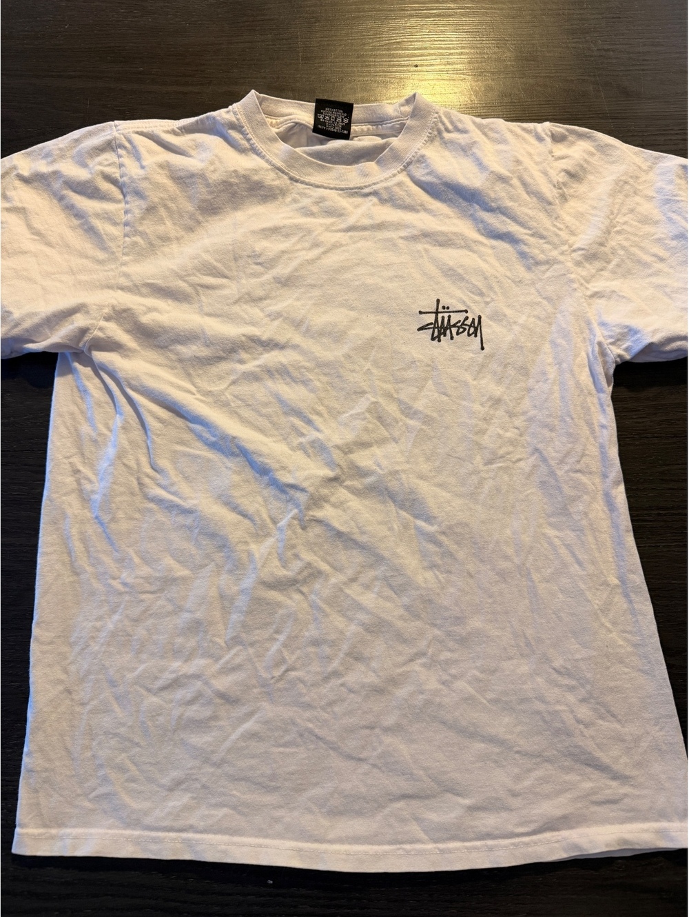 Stussy Basic Original Script Logo Graphic Tee White S